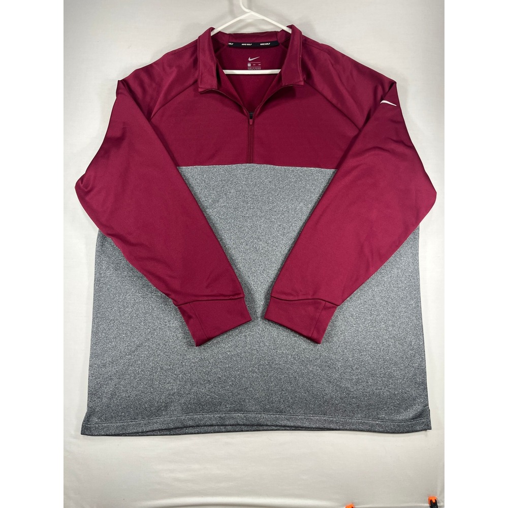 Nike Golf Therma-FIT 1/4 Zip Pullover Maroon Grey Colorblock 3XL 854498-692